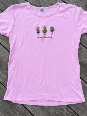 Sun International light pink aloha hawaii hula girls baby tee